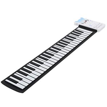 Imagem de Piano de mão flexível, piano enrolado à mão, 6 músicas de demonstração duráveis, 49 teclas recarregáveis para presentes em casa escolar
