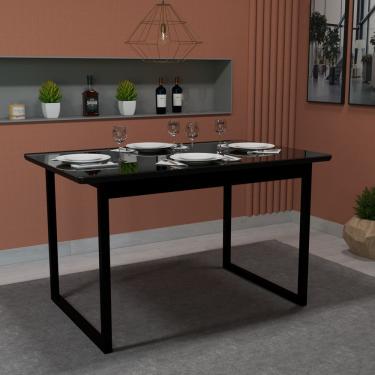 Imagem de Mesa De Jantar Retangular 120x80 Estilo Industrial Compacta MDF E Ferro Para 4 Pessoas