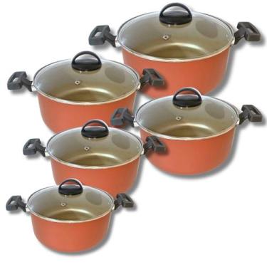 Imagem de Jogo De Panelas 5 Peças Antiaderente Com Tampa De Vidro - Gal Alumínio