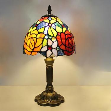 Imagem de OUFULA American Vintage Lâmpada de Mesa LED Luxo Criatividade Sala de Estar Quarto Estudo Quarto de Criança Villa Hotel Cor Vidro Mesa Luz (Estilo 32)