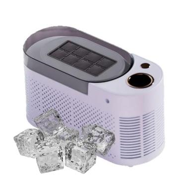 Imagem de Mini máquina de gelo de bancada portátil 12V, 8 cubos de gelo em 10 minutos, máquina de gelo compacta para casa/carro/viagem, design silencioso e com baixo consumo de energia(Purple)