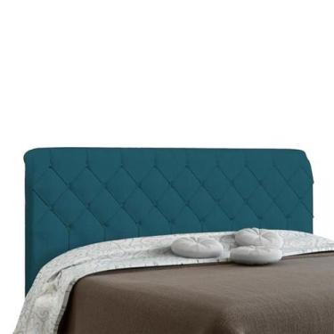 Imagem de Cabeceira Paris Para Cama Box Quenn Azul Velur Textura - JS