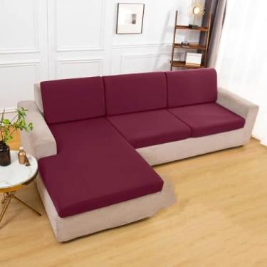 Imagem de Capa de almofada de sofá impermeável, protetor elástico, capas de sofá, animais de estimação, crianças, sala de estar, sofás, capa protetora, vinho, capa de almofada traseira