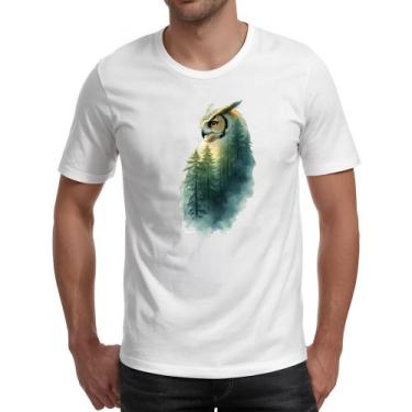 Imagem de Camiseta Unissex Coruja e Floresta dupla exposicao - Alearts, EG