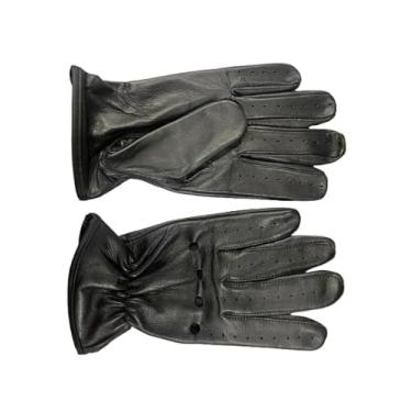 Imagem de Luvas masculinas de couro para dirigir, perfuradas e respiráveis, sem forro, roupas de inverno/verão, pretas (pretas, pequenas)