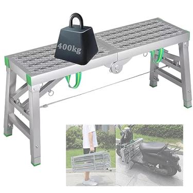 Imagem de WYUYIWH Andaime de plataforma de trabalho dobrável de altura ajustável para engenharia doméstica 5 engrenagens escada multiuso 40 cm largura 180 × 40 cm A