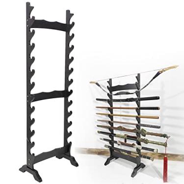 Imagem de Suporte de espada suporte para espadas de 16/24 níveis, suporte de exibição de katana de madeira de dupla face, suporte de exibição de espada samurai, suportes para katana, cabide de espadas p