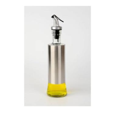 Imagem de Galheteiro para Azeite e Vinagre, Vidro e Aço Inox, 300ml, 25cm x 6,5cm, com Dosador