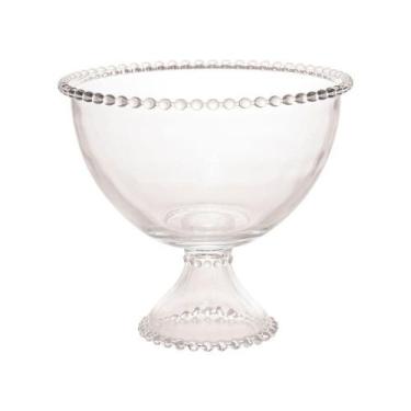 Imagem de Saladeira com Pé Cristal Pearl 21 cm x 19 cm Wolff, Transparente