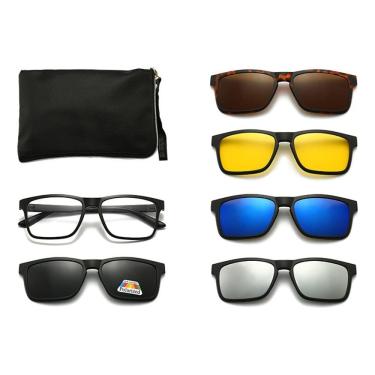 Imagem de Óculos Armação  Lente Transparente  + 5 Lentes Clip On
