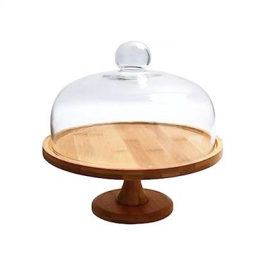 Imagem de Suporte para Bolo Prateleira criativa para bolo de pé alto, bandeja de exibição de pão e sobremesa, bandeja de teste de frutas com tampa de vidro Suporte para Sobremesa(11inch)