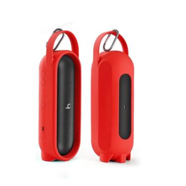 Imagem de JOYSOG Capa de silicone para alto-falante Beats Pill portátil Bluetooth bolsa de armazenamento para alto-falante bolsa de viagem (vermelha)