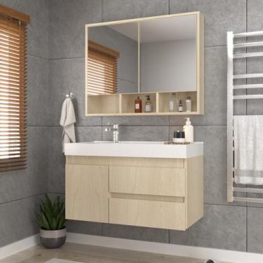 Imagem de Conjunto Gabinete para Banheiro com Espelheira Orla 80 - Belizze