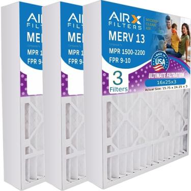 Imagem de AIRX FILTERS Filtro de ar MERV 13 WICKED CLEAN Air. Filtro de ar MERV 13 compatível com filtro de forno Air Bear 255649-101, pacote com 3