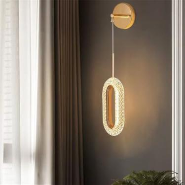 Imagem de OUFULA Luminária de parede nórdica moderna, para sala de estar, cabeceira, luxuosa, villa, hotel, escada, corredor Arandela para iluminação de decoração de casa (Estilo 4)