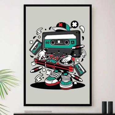 Imagem de Genérico, Quadro Hip Hop Rap Dj Fita Cassete Decorativo A4 23x33cm