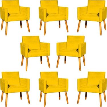 Imagem de Kit 8 Poltronas Nina Para Recepção Suede Cores Pé Palito 30cm Castanho - Suede