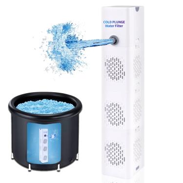 Imagem de GFYYBKJ Filtro Cold Plunge, Upgrade-3 caixas de filtro, filtro de banheira de gelo de cápsula fria de 500 GPH, acessórios de banho de gelo e mergulho frio, filtro de banheira de gelo reutilizável