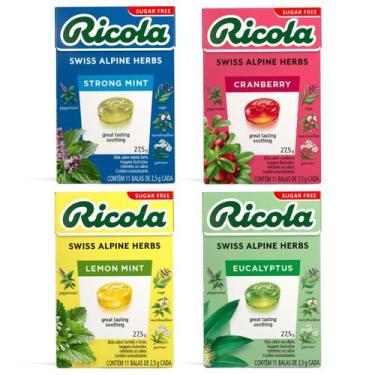 Imagem de Kit 4 Bala Importada Sortidos Ricola Zero Açúcar 28Gr Suíça - Barkleys