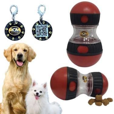 Imagem de RCM Group® - Brinquedo Interativo Dispenser de Ração Para Pets Material Resistente Não Tóxico Acompanha Tag de Identificação e Localização do Pet com QR Code - RCM Group® (Vermelho e Preto)