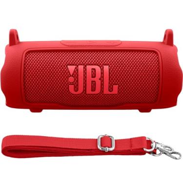 Imagem de Baval Capa de silicone compatível com alto-falante Bluetooth portátil JBL Flip 7/Flip 6 (capa vermelha)
