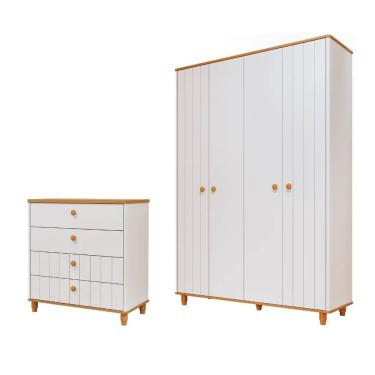 Imagem de Quarto Bebe Guarda Roupa e Cômoda MDF Dorabelly Cake