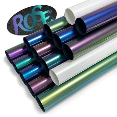 Imagem de MEVOREW Pacote De Vinil Transferência Térmica Chameleon Htv, 14 Unidades, 30 Cm X 25 Cm, Para Camisetas, 7 Folhas Poliuretano Sortidas Com Gradiente E Mudança Cor, Cricut, Silhouette Cameo