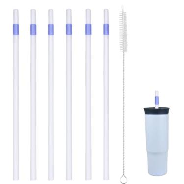 Imagem de Canudos de substituição para copo Owala 1,134 g - inclui 6 canudos e 1 pacote de escova de limpeza (branco-roxo)