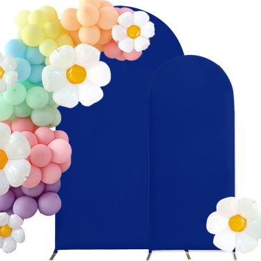 Imagem de HAINARverS Conjunto De 2 Capas Para Arco Casamento 1,8 M, 2,2 Com Elastano, Elástico, Ajuste, Fundo Redondo Lados, Chiara, Festa Aniversário, Banquete, Decoração Chá Bebê (Azul Royal)