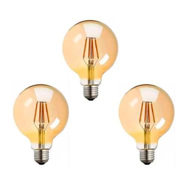 Imagem de Kit 6 Lâmpada Filamento Led Globo G95 4w Ambar 2200k Bivolt - Galaxy