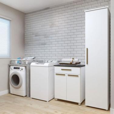 Imagem de Lavanderia Completa Joinville  3 Poras 1 Gaveta Branco - Kaiki Móveis