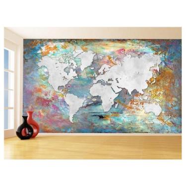 Imagem de Papel De Parede 3D Mapa Mundi Ferrugem Cimento 3,5M Nmu27 - Você Decor