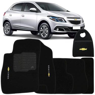 Imagem de Jogo Tapete Automotivo Carpete + Lixeira Onix 2012 à 2017 Soft Logo Bordado 6 Peças