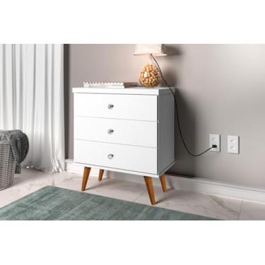 Imagem de Mesas De Cabeceira Status Com 3 Gavetas Nicho Retrô Quarto Cama - Loja Inova BR (Branco)