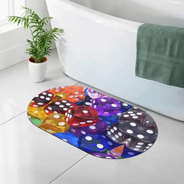 Imagem de FURLOU Jogo de dados Games Tapete de banheiro antiderrapante de borracha Diatomaceou tapete de chuveiro macio super absorvente tapete de banho para cozinha banheiro pia 50 cm x 80 cm