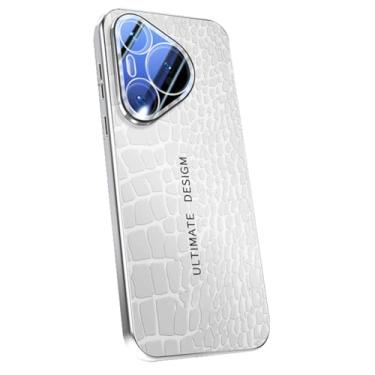 Imagem de LTLMYDAM Capa fina para Huawei Pura 70 Ultra/70 Pro/70 Pro+/70, capa traseira de couro galvanizado de luxo com proteção total para câmera, branca, 70 Pro+