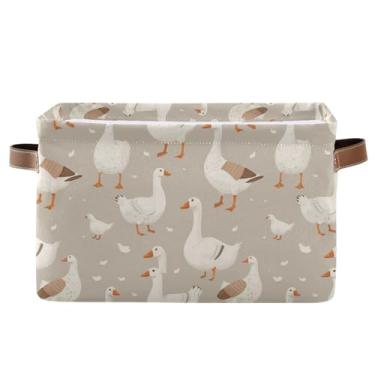 Imagem de ALAZA Ganso pato cinza engraçado caixa de armazenamento dobrável cesto organizador caixas com alças para prateleira armário sala de estar quarto escritório casa 1 pacote