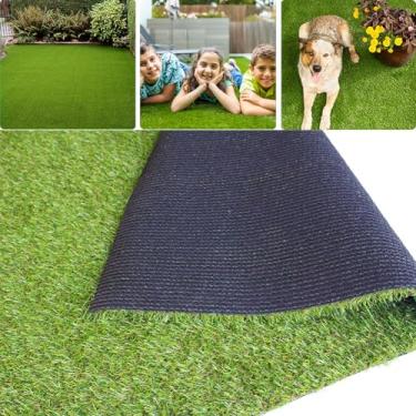 Imagem de NINXANG Tapete de Grama Artificial 0,8" de Altura de Pelo 3 Pés X 10 Pés Tapete Interno E Externo Tapete de Grama Falsa com Furos de Drenagem Tapete de Grama Sintética Verde Grama Grama para Pátio Dec