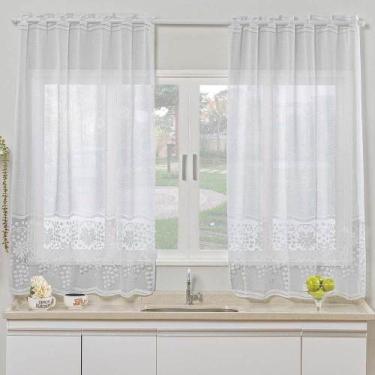 Imagem de Cortina Para Cozinha Renda Uva Para Varão Simples 1,20m X 2,50m - Casa