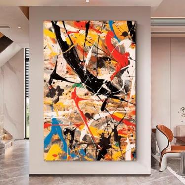 Imagem de Quadro Decorativo Abstrato Vibrante, Tela em Canvas na Vertical ideal para ambiente de Sala, Quarto e Hall de entrada (100x70 cm)