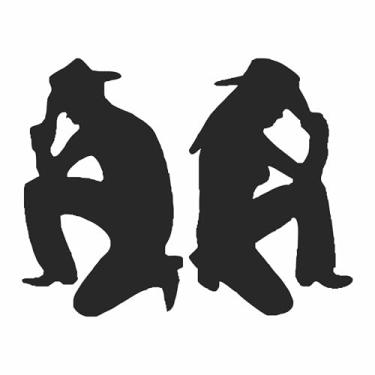 Imagem de Adesivo Decorativo Casal Cowboy e Cowgirl para carro caminhão caminhonete moto parede Country Chapéu rodeio vaquejada (PRETO, 20x15,6cm)