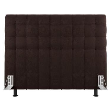 Imagem de Cabeceira Cama Box Solteiro Dahlia 90Cm Com Frame Sintético Marrom - A