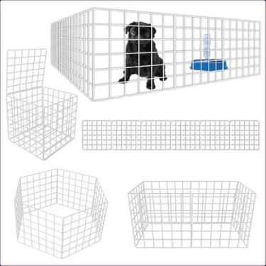 Imagem de Cercadinho Para Cachorro Cercado Pet Com 12 Módulos De 30x30Cm Tela Grade Cerca Para Filhote(6,BRANCO)