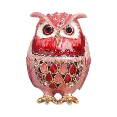 Imagem de Vaveren Caixa de joias esmaltada, porta-joias, enfeite decorativo, organizador de armazenamento para pingentes, brincos, presente para namorada, Rosa