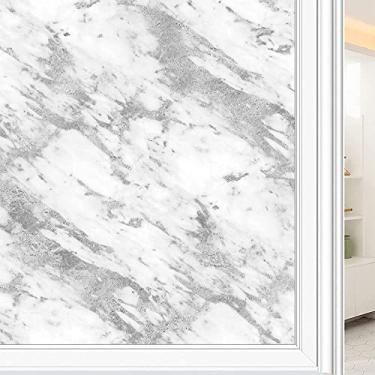 Imagem de Película de janela de privacidade de mármore, textura de estilo mármore, filme de vidro para sala de estar e escritório em casa, L90 x C 190 cm