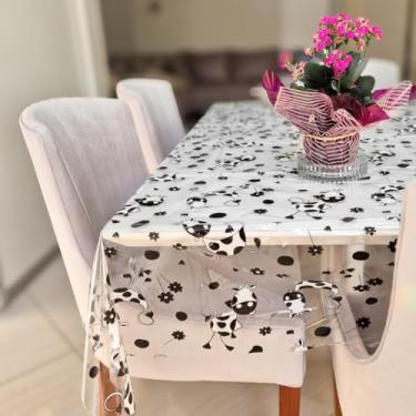 Imagem de Toalha para Mesa 6 Cadeiras Plástica Transparente 2,50x1,40 PVC Impermeável (Estampa 13)
