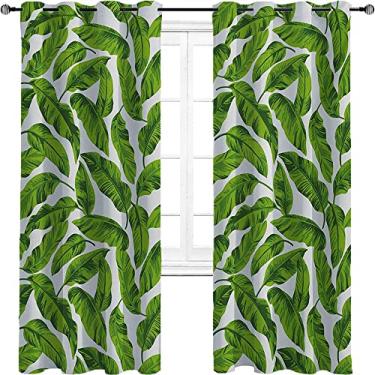 Imagem de Cortinas blackout de folhas para quarto - Cortinas escurecidas com isolamento térmico com ilhós para sala de estar, tratamento de sombreamento completo cortina de isolamento de cozinha, L 250 x C 213