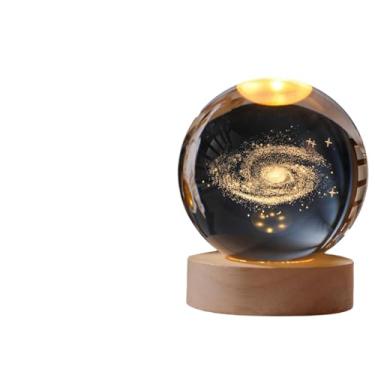 Imagem de Luminária De Mesa Bola De Cristal Led Abajur Lua, Sistema Solar, Saturno, Galáxia, Árvore, Tamanho M e G(Galáxia - M)