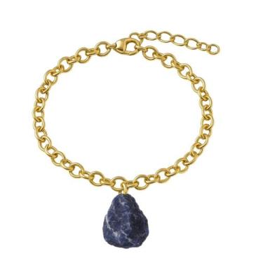 Imagem de Pulseira de Sodalita - Cristal Natural, Banho Ouro 18k