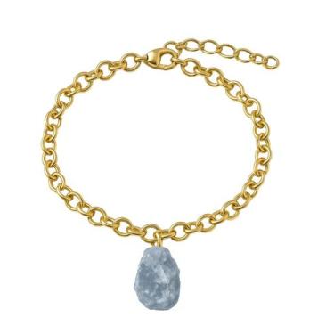 Imagem de Pulseira de Calcita Azul - cr, Banho Ouro 18k